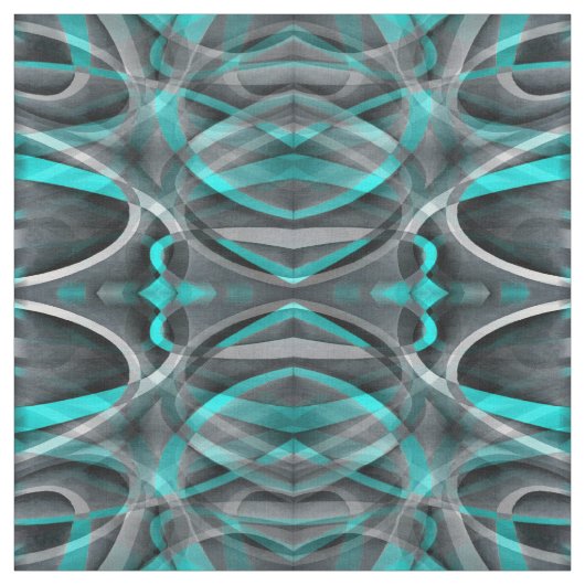 80 Turquoise en grijs Arched Line Pattern Stof (Swatch)