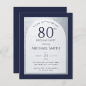 80 Uitnodiging tot Man Blauwe Zilveren op jaarbudg (Voorkant / Achterkant)