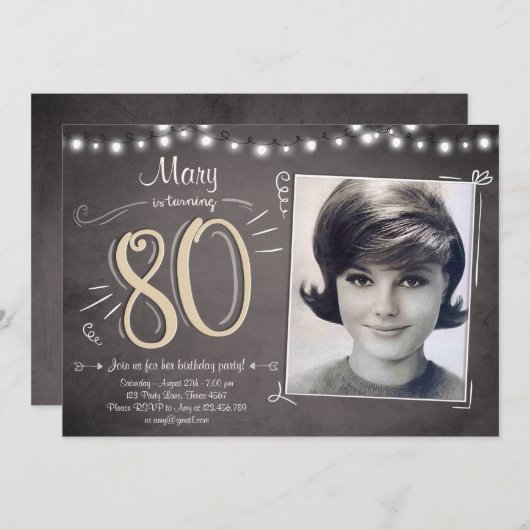 80 uitnodiging van 180 zevenenzeventig Rustic (Voorkant / Achterkant)