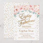 80 Uitstekend Verjaardagsfeest - Wit Goud Roze Kaart (Voorkant / Achterkant)