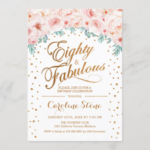 80 Uitstekend Verjaardagsfeest - Wit Goud Roze Kaart