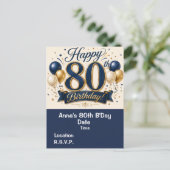80 Verjaardag Save the Date   Briefkaart (Staand voorkant)