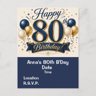 80 Verjaardag Save the Date Briefkaart