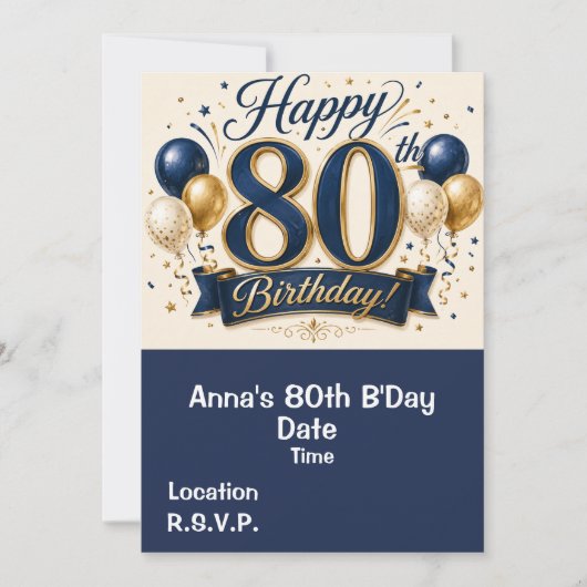 80 Verjaardag Save the Date Kaart (Voorkant)