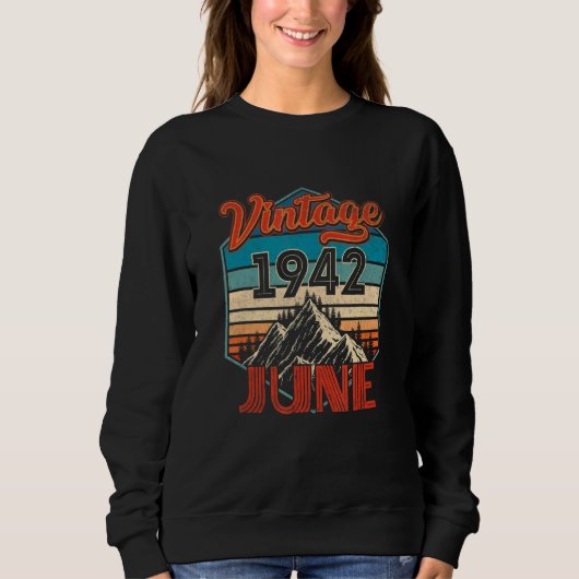 80 Verjaardag Vintage juni 1942 Retro Sunset Trui (Voorkant)