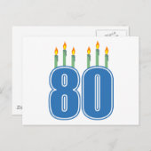 80 Verjaardagkaarsen (blauw / groen) Briefkaart (Voorkant / Achterkant)