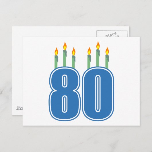 80 Verjaardagkaarsen (blauw / groen) Briefkaart (Voorkant / Achterkant)