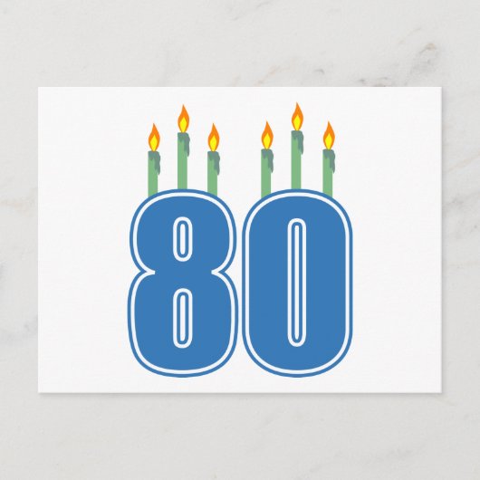 80 Verjaardagkaarsen (blauw / groen) Briefkaart (Voorkant)