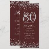 80 Verjaardagsprogramma Zilveren Confetti Menu Bou Kaart (Voorkant / Achterkant)