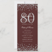 80 Verjaardagsprogramma Zilveren Confetti Menu Bou Kaart (Voorkant)