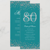 80 Verjaardagsprogramma Zilveren Confetti Menu Tur Kaart (Voorkant / Achterkant)