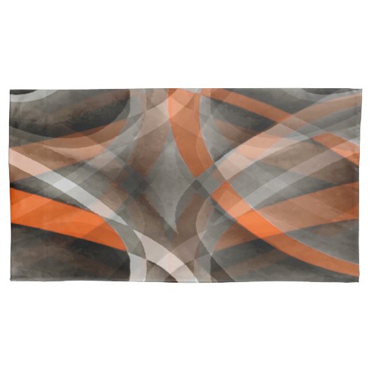 80 Vibes gebrand Oranje en grijs gelaagde Curv Kussensloop (Voorkant-Links)