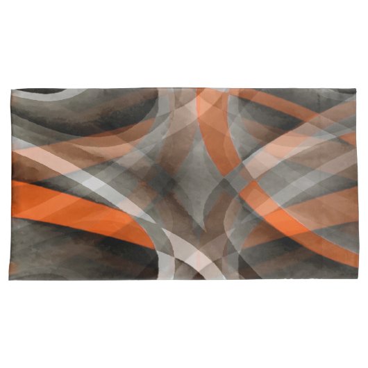 80 Vibes gebrand Oranje en grijs gelaagde Curv Kussensloop (Voorkant-Rechts)