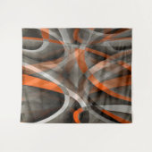 80 Vibes gebrand Oranje en grijs gelaagde Curv Wandkleed (Voorkant (horizontaal))