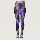80 Vibes Violet Blue en grijs Funky Pattern. Leggings (Voorkant)
