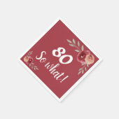 80 wat Funny Red Rose Floral 80th Birthday Servet (Hoek)