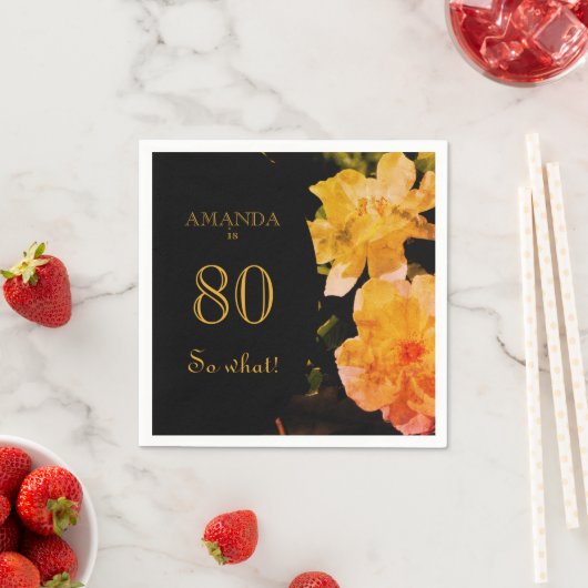 80 wat Gele Rose Funny 80th Birthday Servet (Insitu)