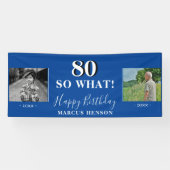 80 Wat grappig oude nieuwe foto 80e verjaardag Spandoek (Horizontaal)