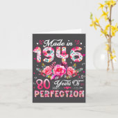 80 Year Old Made In 1946 Floral 80th Birthday Wome Kaart (Gele Bloem)