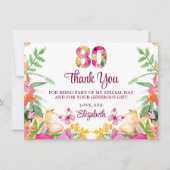 80 Years Floral Flowers - Butterfly 80th Birthday Bedankkaart (Voorkant)