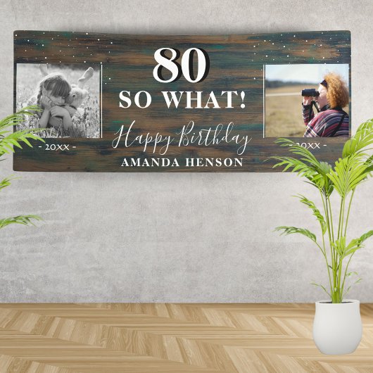 80 Zo wat rustieke oude nieuwe foto 80e verjaardag Spandoek