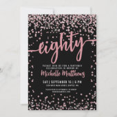 80 Zwart Roos Gouden Glitter 80ste Verjaardag Kaart (Voorkant)