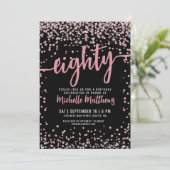 80 Zwart Roos Gouden Glitter 80ste Verjaardag Kaart (Staand voorkant)