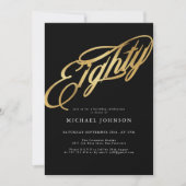 80 zwarte goudmoderne 80e verjaardag kaart (Voorkant)