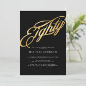 80 zwarte goudmoderne 80e verjaardag kaart (Staand voorkant)