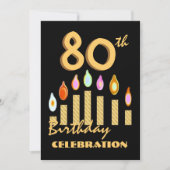 80e - 89e verjaardag Sjabloon van Gold Candles Kaart (Voorkant)