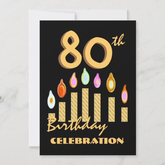 80e - 89e verjaardag Sjabloon van Gold Candles Kaart (Voorkant)