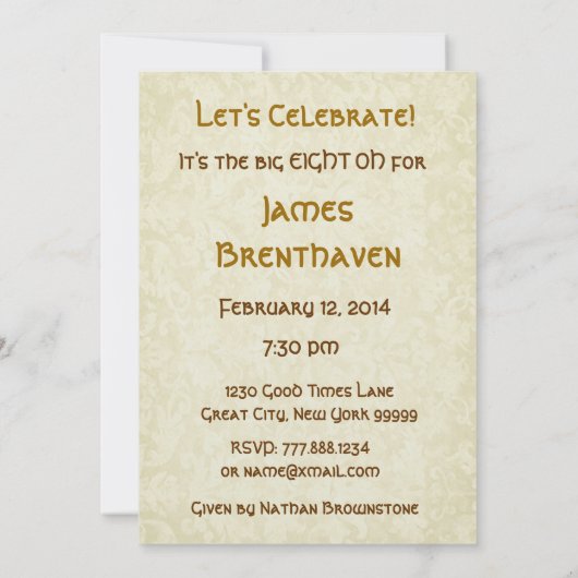 80e - 89e verjaardag Sjabloon van Gold Candles Kaart (Achterkant)