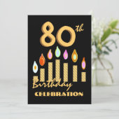 80e - 89e verjaardag Sjabloon van Gold Candles Kaart (Staand voorkant)