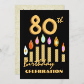 80e - 89e verjaardag Sjabloon van Gold Candles Kaart (Voorkant / Achterkant)