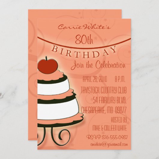 80e - 89e verjaardag van de uitnodigingen van de B (Voorkant / Achterkant)