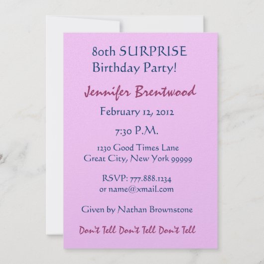 80e - 89e VERZEKERING - uitnodiging van de Birthda (Achterkant)