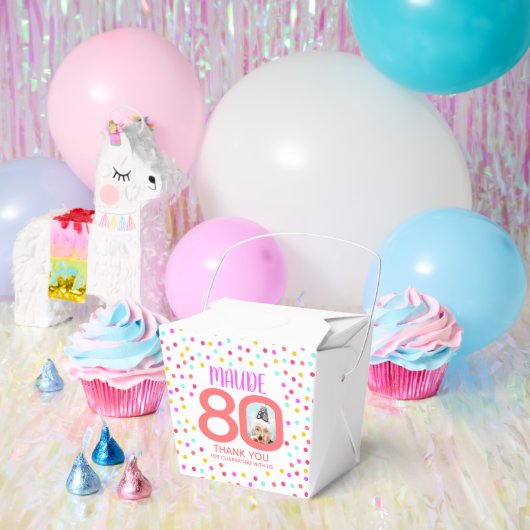 80e aangepaste foto kleurrijke koraal confetti ver bedankdoosjes (Feest)