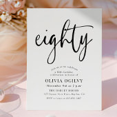 80e B & W Verjaardagsfeest Moderne Script Typograf Kaart