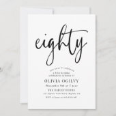 80e B & W Verjaardagsfeest Moderne Script Typograf Kaart (Voorkant)