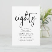 80e B & W Verjaardagsfeest Moderne Script Typograf Kaart (Staand voorkant)