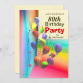 80e ballonmuur van het Birthday-feest Kaart (Voorkant / Achterkant)