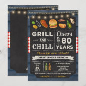 80e BBQ Grill en Chill Birthday Uitnodiging (Voorkant / Achterkant)