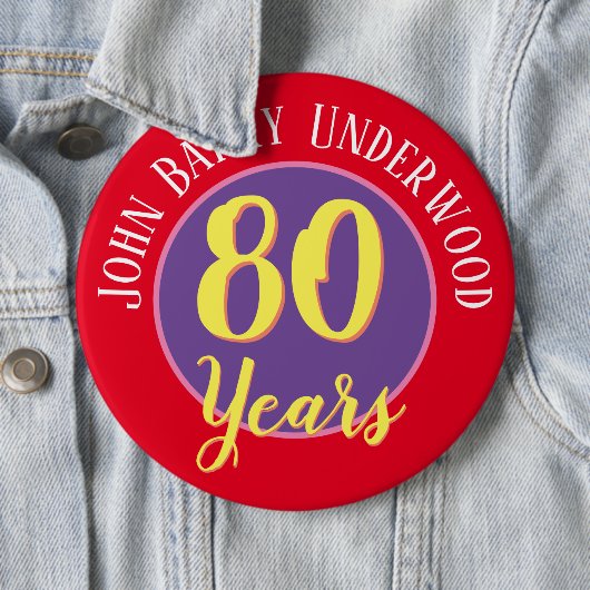 80e Birthday Badge to Personalize. Ronde Button 6,0 Cm (In situ)