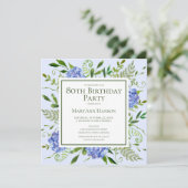 80e Birthday Blue Hydrangeas Floral Waterverf Kaart (Staand voorkant)