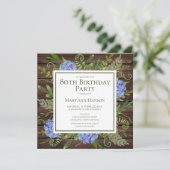 80e Birthday Blue Hydrangeas Floral Waterverf Kaart (Staand voorkant)