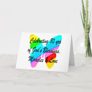 80E BIRTHDAY COLORFUL BUTTERFLY KAART