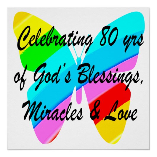 80E BIRTHDAY COLORFUL BUTTERFLY POSTER (Voorkant)