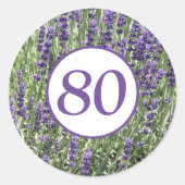 80e Birthday Milestone Paars Lavender Floral Ronde Sticker (Voorkant)