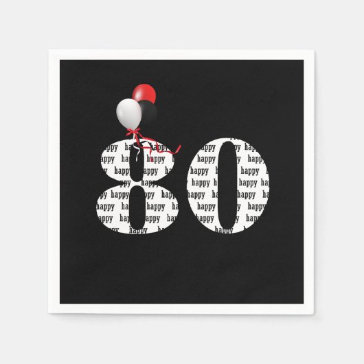 80e Birthday party ballonnen Servet (Voorkant)