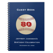 80e Birthday Party Guest Book, Baseball Spiral Notitieboek (Voorkant)